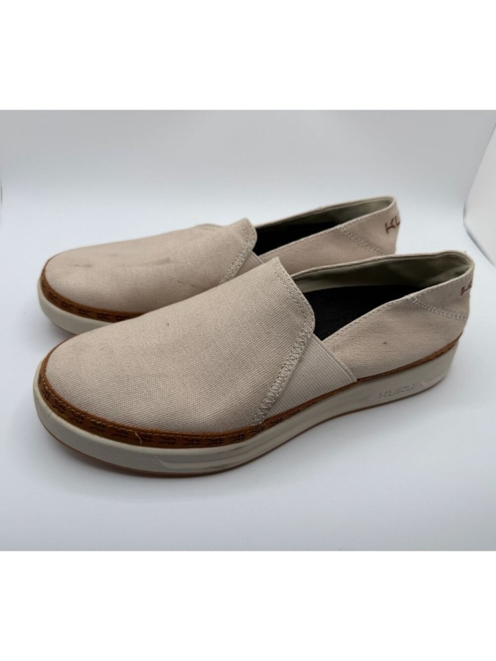 Kuru Roam Atla Classic Slip-on Shoes Women Size 9 Beige w/Brown Cork Mid-Sole